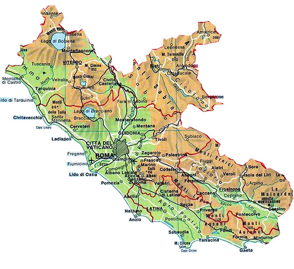 Cartina Fisico Politica Lazio 5989